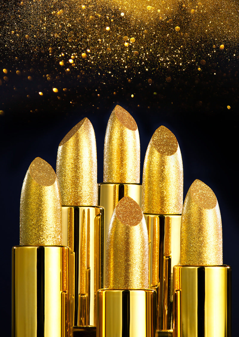 Velvet Matte Non-stick Cup Is Not Easy To Fade Fashionable Shiny Gold Powder Lipstick